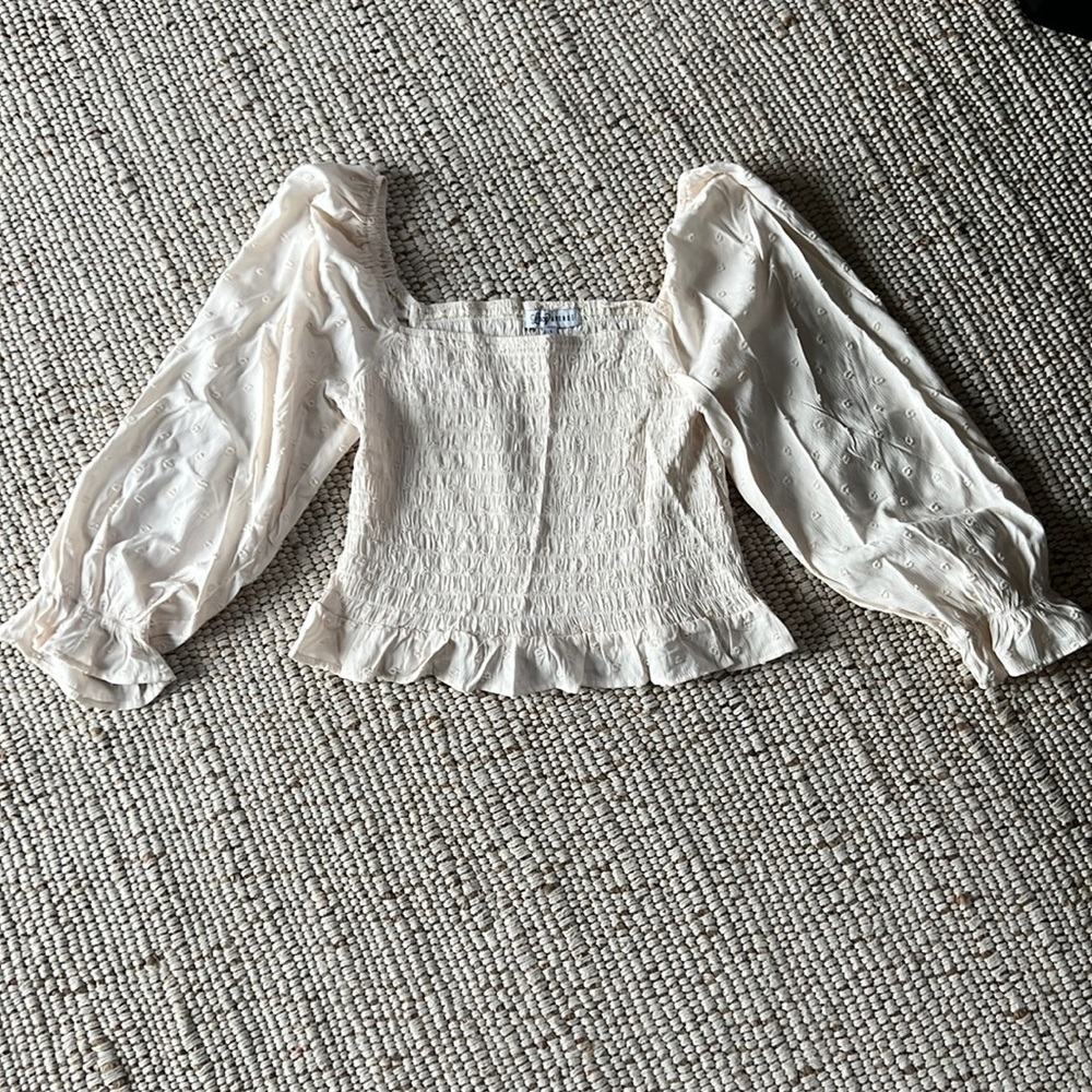 Rouched Cream long sleeve top